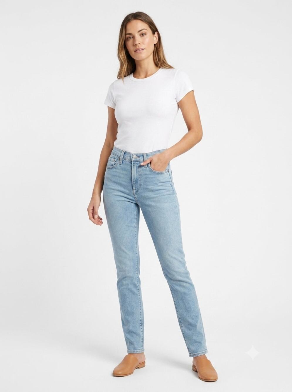 Adriano Goldschmied Mari Crop Jeans Women 23 Light Blue Denim Slim Straight Fit